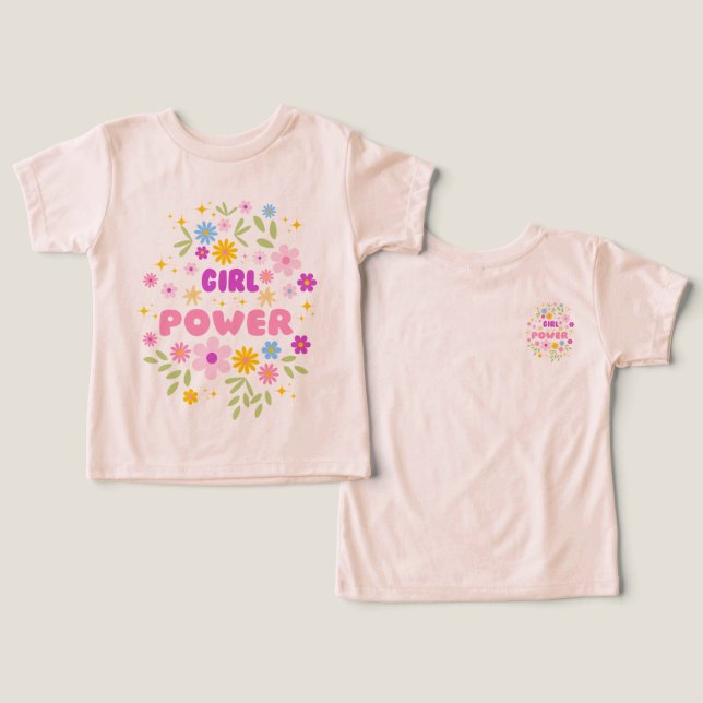 Flower Power "Girl Power" Toddler & Youth Tee (Diseño Anverso y Reverso)
