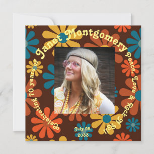 Flower Power Photo Retro Boomer Cumpleaños