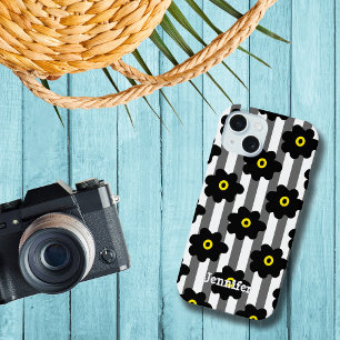Flower Power Stripes Personaliza Name Iphone Case