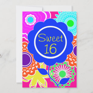 Flower Power Sweet 16 Invitaciones