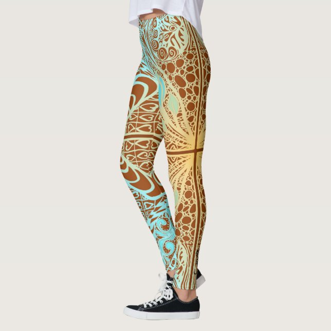 Flower Square Rose Overlay Lace Art 2 Leggings (Izquierda)