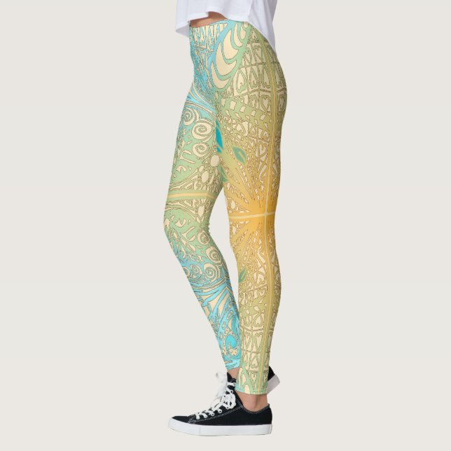 Flower Square Rose Overlay Lace Art Leggings (Izquierda)