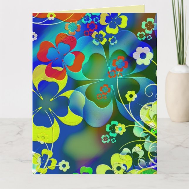 FLOWERS CLOVER ART CUMPLEAÑOS GRANDES TARJETAS (Anverso)