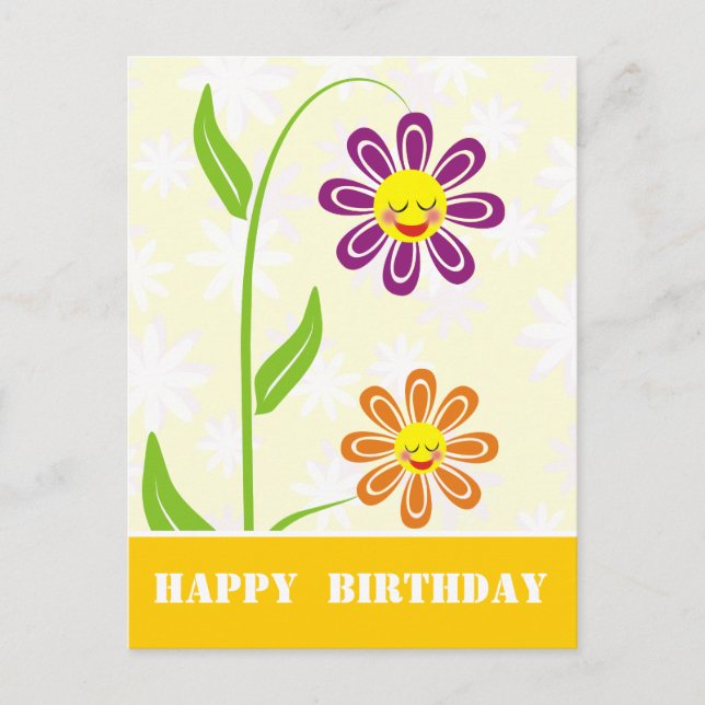 Flowers Happy Birday Postales (Anverso)