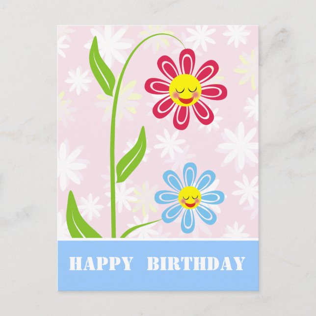 Flowers Happy Birday Postales (Anverso)
