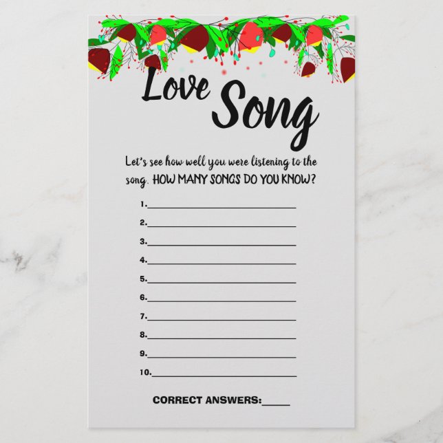 FLOWERS LOVE SONG SHOWJE JUEGO CARTA FLYER (Frente)