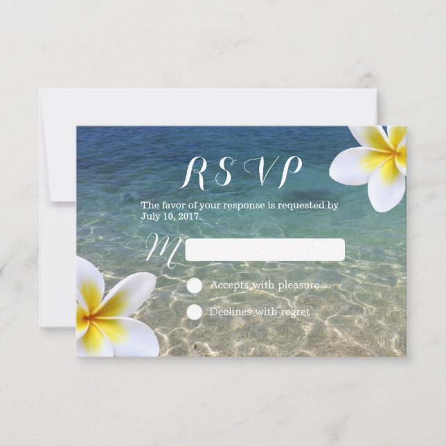 Flowers Tropical Plumeria Boda RSVP (Anverso)