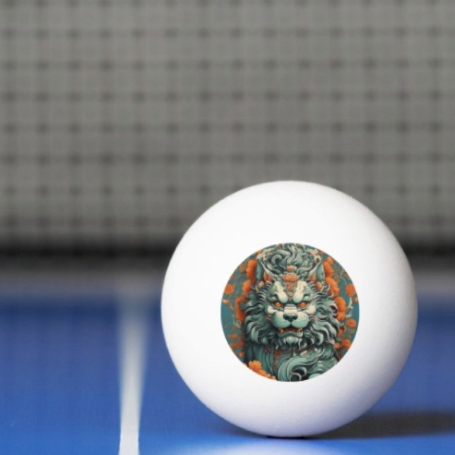 Flu León de la Sabiduría  Bola de Ping Pong (Asian Lion Head ping pong ball. 3-star balls meet the ITTF's competition specifications for quality.)