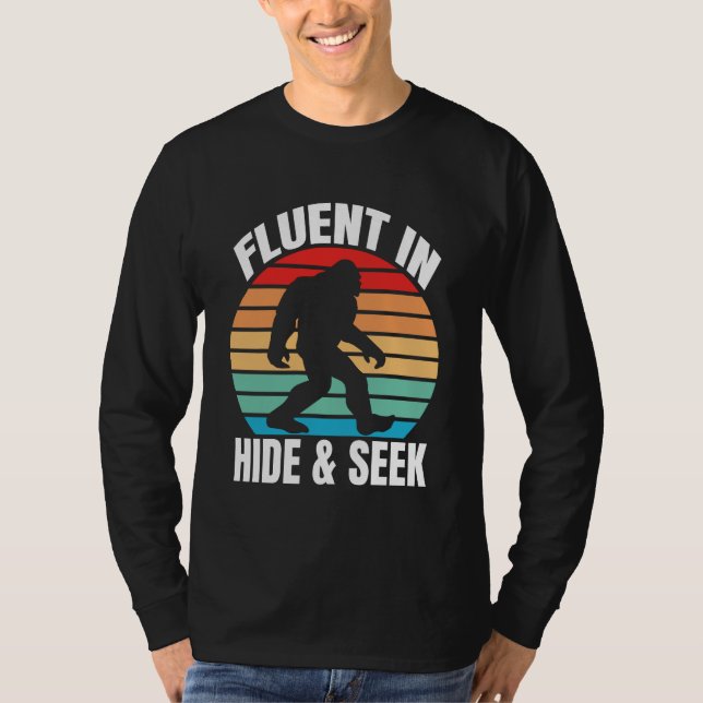 Fluent in Hide y Seek graciosa camiseta de pie (Anverso)