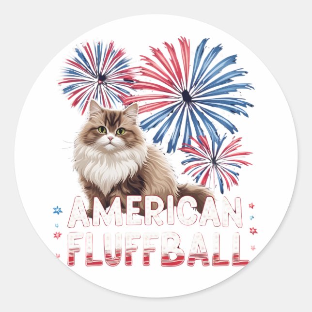 Fluffball americano - Pegatina de gatos (Anverso)