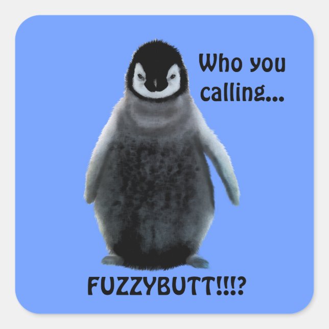 Fluffy Baby Penguin Cute Funny Pegatinas (Anverso)