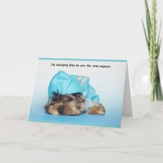 Fluffy Cute Dog Piensa En Tu Tarjeta De Saludo