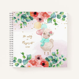 Fluffy Llama Ilustracion Flores Chica Diario
