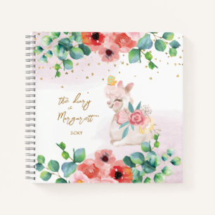 Fluffy Llama Ilustracion Flores Chica Diario