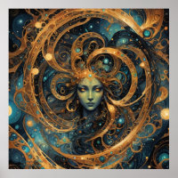 Flujo cósmico - Impresión de arte digital con fant