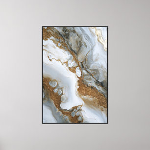Flujo de mármol blanco, gris y dorado: arte de par