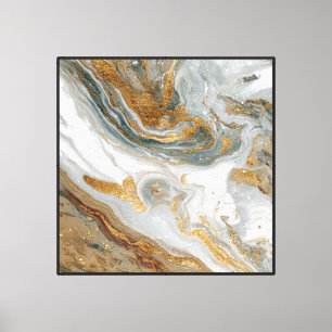 Flujo de mármol dorado y gris: arte de pared abstr