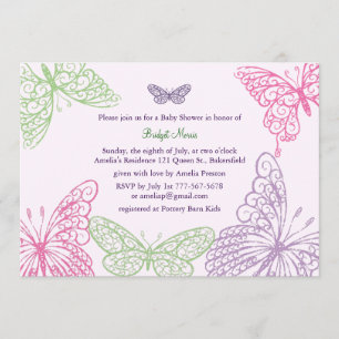Flúteos nupciales invitaciones Baby Shower moradas