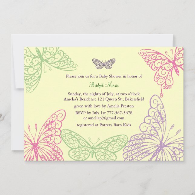 Flúteos tormentosos amarillos de la invitación Bab (Anverso)