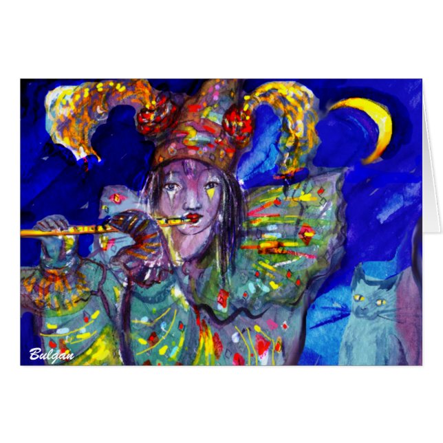 FLUTISTA EN AZUL / Noche de Carnaval veneciana (Anverso (Horizontal))