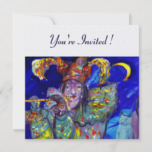 FLUTISTA EN AZUL Veneciana Invitación de Perla de