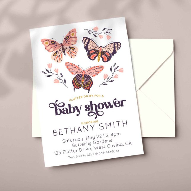 Flutter On Over Butterfly Invitación Baby Shower (Subido por el creador)