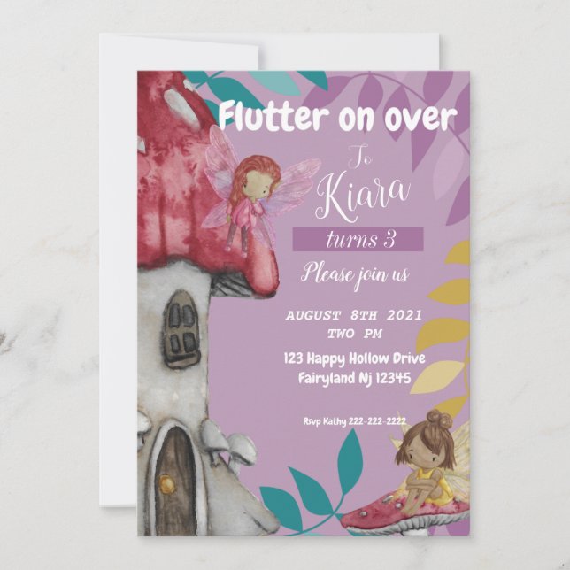 Flutter on Over Different Birday Invitation Card (Anverso)
