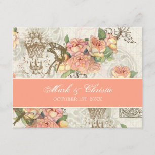 Flutterbyes 'n Rosas Elegant Wedding RSVP Card