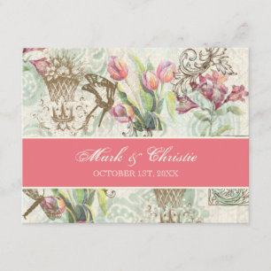 Flutterbyes 'n Tulips Elegant Wedant Tarjeta RSVP