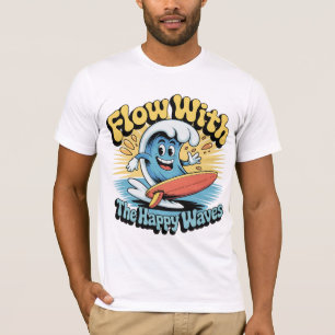 Fluye con las olas felices camiseta de surf para h