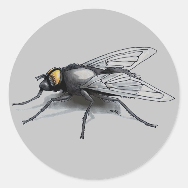Fly Buddy gris pegatinas redondos grandes (Anverso)