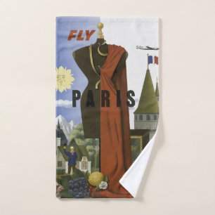 Fly Paris Francia Vintage Travel Poster