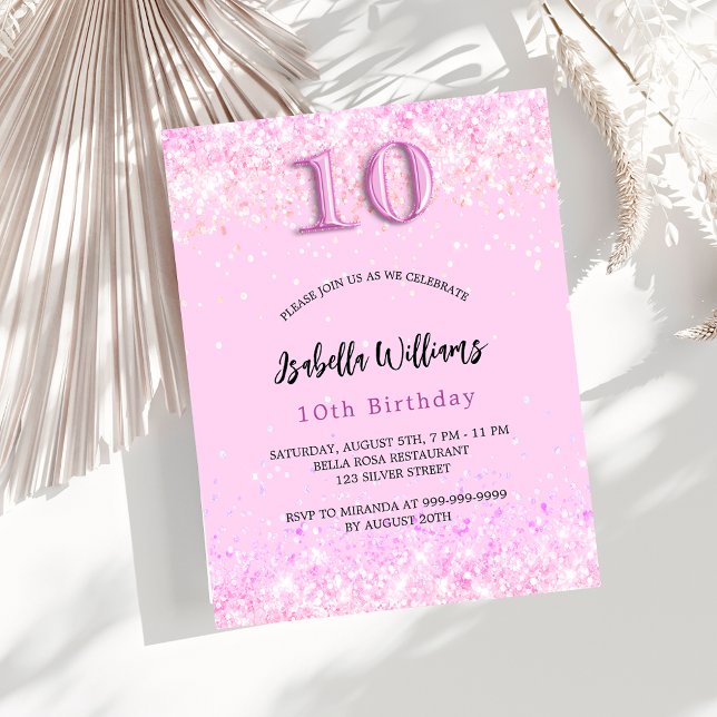 Flyer 10.º cumpleaños chica de confeti rosa invitación a (Subido por el creador)