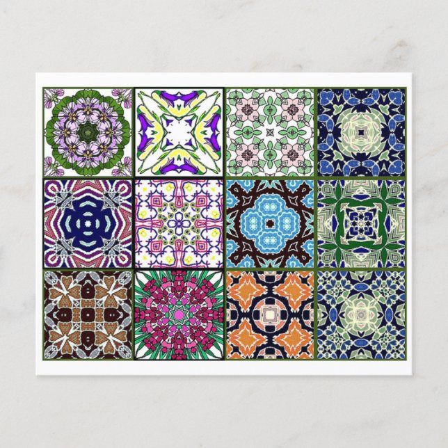 Flyer 12 baldosas de té diferentes - plegado de origami (Frente)