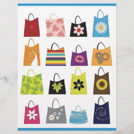 Flyer 16 bolsas de compras de vectores gratuitas