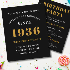 Flyer 1936 Budget 90th Birthday Invitation Black Gold