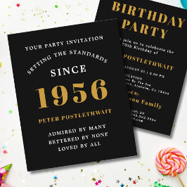 Flyer 1956 Budget 70th Birthday Invitation Black Gold