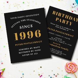 Flyer 1996 Budget 30th Birthday Invitation Black Gold
