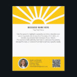 Flyer 1 | Foto personalizado QR Modern Sunrise Yellow Bu<br><div class="desc">Muestra tu marca de una manera fresca e inspiradora con este folleto de negocios moderno y de personalizable. Diseñado para radiar positividad y profesionalismo, cuenta con un cálido amanecer amarillo con rayos solares en un fondo blanco limpio, perfecto para empresas que quieren dar una primera impresión segura y optimista. Personalice...</div>