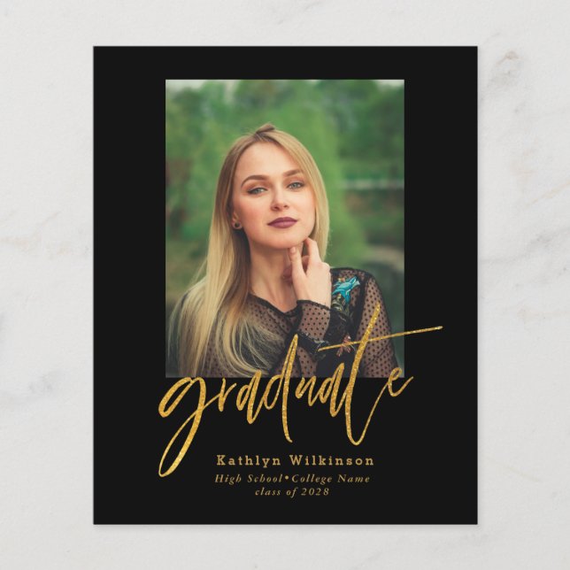 Flyer 2023 Elegant Gold 5 Photo Grad Invitation (Frente)