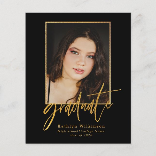 Flyer 2023 Elegante invitación para graduación Gold Scri (Frente)