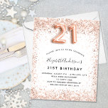 Flyer 21 cumpleaños rosa invitación de presupuesto blanc<br><div class="desc">Tenga en cuenta que esta invitación está en papel de volante y es muy delgada. Los sobres no están incluidos. Para invitaciones más gruesas (el mismo diseño) visite nuestra tienda. Por un elegante cumpleaños 21. Un fondo blanco. Decorada con oro rosa, purpurina falso rosa y chispas. Personalice y agregue un...</div>