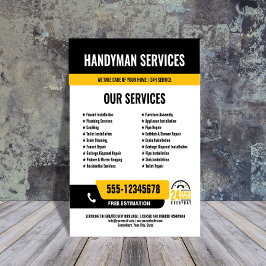 Flyer 24/7 Handyman & Plumbing Services AMARILLO NEGRO