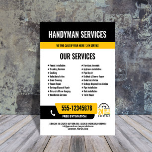 Flyer 24/7 Handyman & Plumbing Services AMARILLO NEGRO