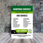 Flyer 24/7 Handyman & Plumbing Services BLACK GREEN<br><div class="desc">Promociona tus servicios de manualidades o fontanería las 24 horas con este audaz volante de personalizable diseñado para atraer la atención rápidamente. Con su número de teléfono en un diseño de alta visibilidad y un icono claro las 24 horas del día, los 7 días de la semana, indica instantáneamente la...</div>