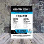 Flyer 24/7 Handyman & Plumbing Services BLUE NEGRO<br><div class="desc">Promociona tus servicios de manualidades o fontanería las 24 horas con este audaz volante de personalizable diseñado para atraer la atención rápidamente. Con su número de teléfono en un diseño de alta visibilidad y un icono claro las 24 horas del día, los 7 días de la semana, indica instantáneamente la...</div>
