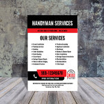 Flyer 24/7 Handyman & Plumbing Services NEGRO RED<br><div class="desc">Promociona tus servicios de manualidades o fontanería las 24 horas con este audaz volante de personalizable diseñado para atraer la atención rápidamente. Con su número de teléfono en un diseño de alta visibilidad y un icono claro las 24 horas del día, los 7 días de la semana, indica instantáneamente la...</div>