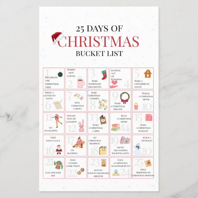Flyer 25 Days of Christmas Bucket List Art (Frente)