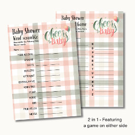 Flyer 25 x 2 Cheers a Baby Sage Peach Gingham GAMES
