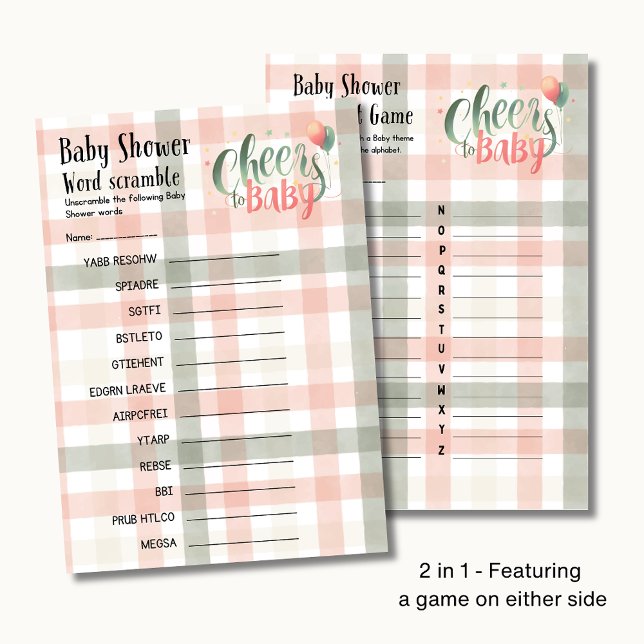 Flyer 25 x 2 Cheers a Baby Sage Peach Gingham GAMES (Subido por el creador)